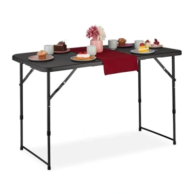 Afbeelding van Relaxdays campingtafel inklapbaar 53,5 x 120 60 cm kunststof staal weerbestendig 6 personen zwart
