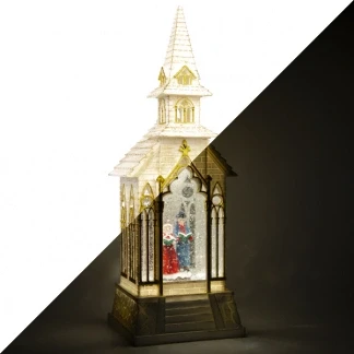 Afbeelding van Kerstlantaarn kerk met koortje Konstsmide 33 cm (LED, Batterijen, Timer)