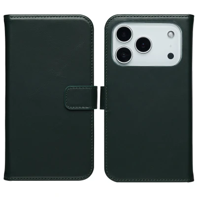Afbeelding van Selencia Echt Leren Bookcase voor de Apple iPhone 17 Pro Green