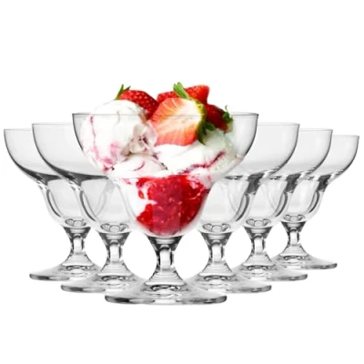 Afbeelding van KROSNO Set van 6 ijsbekers 340 ml dessertbeker Avant Garde collectie ideaal voor thuis, restaurants en feestjes vaatwasmachinebestendig
