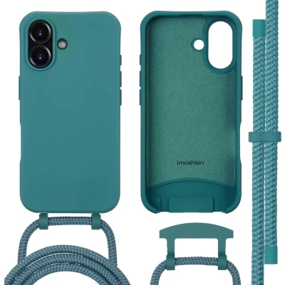 Afbeelding van imoshion Hoesje Geschikt voor iPhone 16 met koord Color Backcover afneembaar MagSafe donkergroen