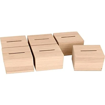 Afbeelding van Artemio 3 houten spaarpotten 6x6 cm