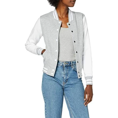 Afbeelding van Build your Brand Ladies ́ Sweat College Jacket BY027 BLACK/HEATHER GREY