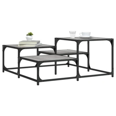 Afbeelding van Salontafel 87,5x87,5x40 cm bewerkt hout grijs sonoma eikenkleur