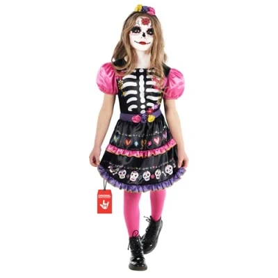 Afbeelding van Morph Dia De Los Muertos kinderkostuum, meisjeskostuum, Halloween Muertos, kostuum voor meisjes, maat S