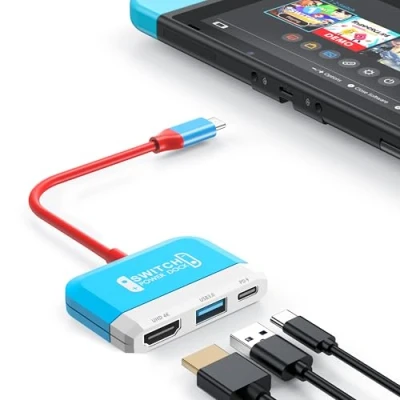 Image de RREAKA Switch Dock for Nintendo OLED, 3 in 1 TV Adapter with 4K HDMI, USB 3.0 Port, Type C 100W Charging, Portable Docking Station Travel, Samsung Dex S24, MacBook