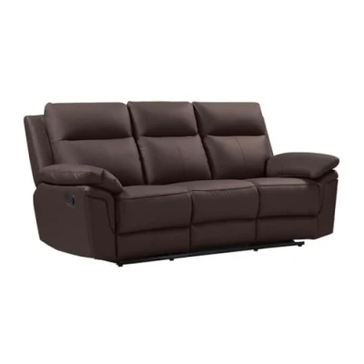 Afbeelding van Vente unique Driezits relaxbank van buffelleer PAKITA Bruin L 208 cm x H 102 D 92