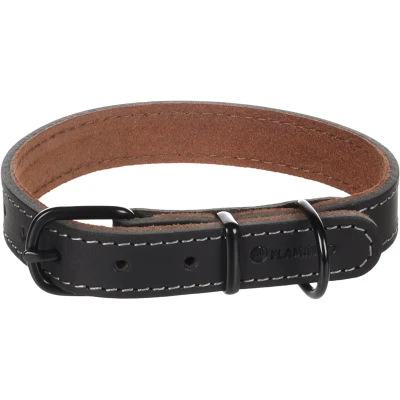 Afbeelding van Leren halsband hond Montana zwart S M