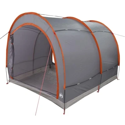 Afbeelding van vidaXL Fietstent met dak opslag luchtopening Grijs en Oranje 256 x 222 182 cm