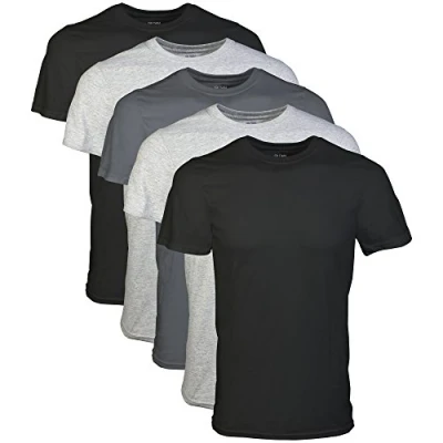 Afbeelding van Gildan heren Crew T shirts, multipack ondergoed (5 stuks), Assortiment zwart/grijs stuks)