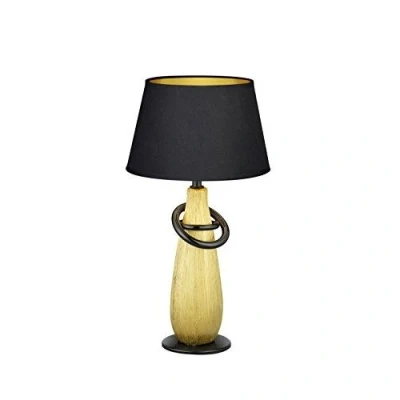 Image de Reality leuchten r50641079 thebes lampe de table, tissu, e14, schwarz goldfarbig, 20 x 38 cm