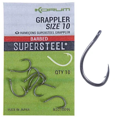 Afbeelding van Korum Grappler Supersteel Eyed Barbed (10pcs) Maat : 6