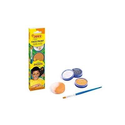 Afbeelding van Jovi Animals, set van 3 glazen à 8 ml, crème, kleuren wit, oranje en zwart, met make upspons platte kwast (174AN)
