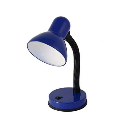 Afbeelding van Bureaulamp met klem, fitting voor E27, led compatibel, flexibele arm, kabel en schakelaar, metaal, kinderkamer, kantoor, nachtkastje