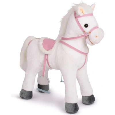 Afbeelding van Pink Papaya staand paard om op te zitten 60cm speelpaard rijden Luna voor kinderen met geluid rijpaard