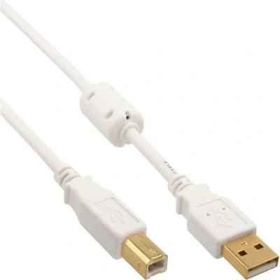 Afbeelding van USB naar B kabel USB2.0 tot 2A / wit 1 meter