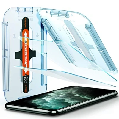 Afbeelding van Spigen, 2 stuks, Screenprotector iPhone 11 Pro Max/iPhone XS Max, Glas.tR EZ FIT, met sjabloon voor installatie, 9H gehard glas, hoesvriendelijk, beschermglas Max(065GL25359)