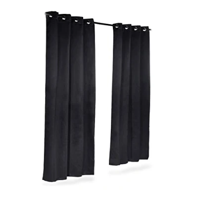 Afbeelding van Relaxdays Kant en Klaar Gordijn Verduisterend Zwart 135x245 cm 2 Stuks