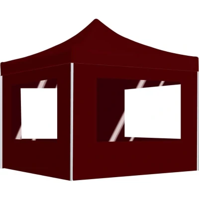 Afbeelding van Partytent inklapbaar met wanden 3x3 m aluminium wijnrood