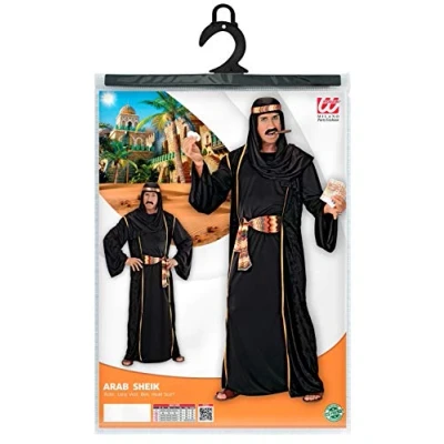 Afbeelding van Widmann 1001 Nacht &amp; Arabisch Midden Oosten Kostuum Zeer Rijke Olie Sjeik Man Zwart XXL Carnavalskleding Verkleedkleding