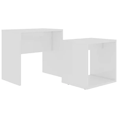 Afbeelding van Salontafelset 48x30x45 cm bewerkt hout wit