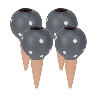 Afbeelding van Relaxdays XL waterdruppelaars set van 4 kamerplanten pet flessen keramiek grijs