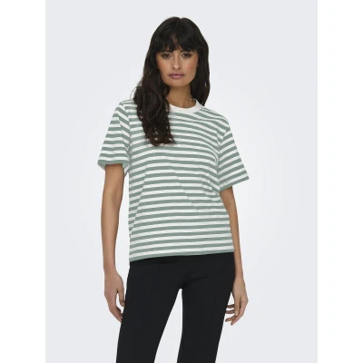 Afbeelding van Only T shirt Onllivina S/s Stripe Tee Jrs Noos 15272227 Jadeite/white Stripes Dames Maat XS
