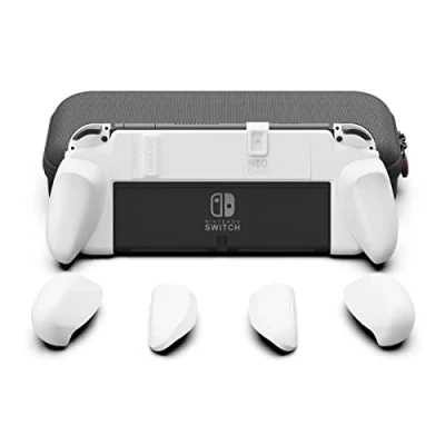 Afbeelding van Skull &amp; Co. NeoGrip set voor Nintendo Switch OLED en normaal model: Een harde handgreep met verwisselbare handgrepen [geschikt alle handmaten] wit