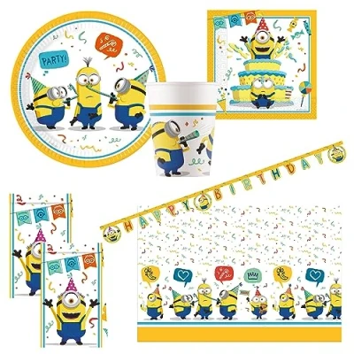 Afbeelding van Procos 10215308DY Minions The Rise of Gru, 46 delige wegwerpset voor kinderverjaardag en themafeest, tafeldecoratie