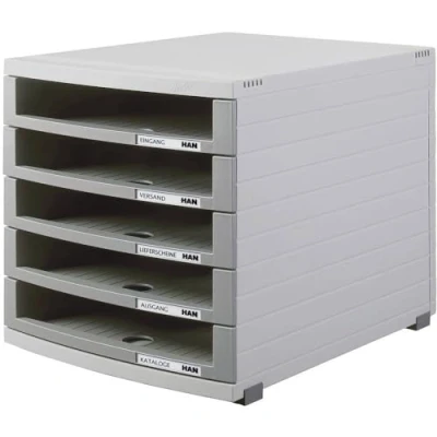Image de HAN Module de classement CONTUR, 5 tiroirs ouverts, gris