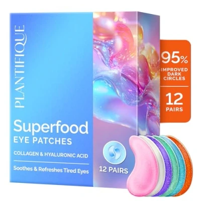Afbeelding van PLANTIFIQUE Superfood Oogpatch tegen donkere kringen voor oogcontouren, anti rimpel, oogmasker, gezichtsverzorging dames en heren, collageen gezichtsmasker