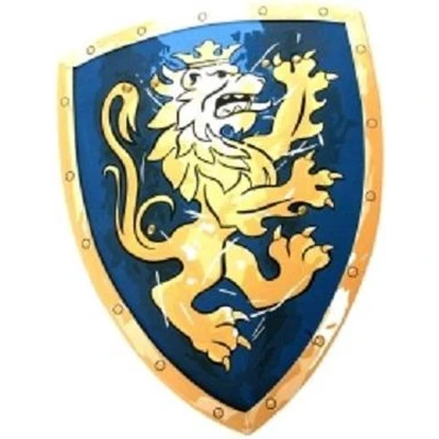 Afbeelding van Liontouch Edel, blauw/groot ridderschild, middeleeuws speelgoed van schuim voor kinderen met gouden leeuw thema, veilige wapens en uitrusting kostuums
