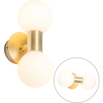Afbeelding van QAZQA Moderne wandlamp goud IP44 2 lichts Cederic