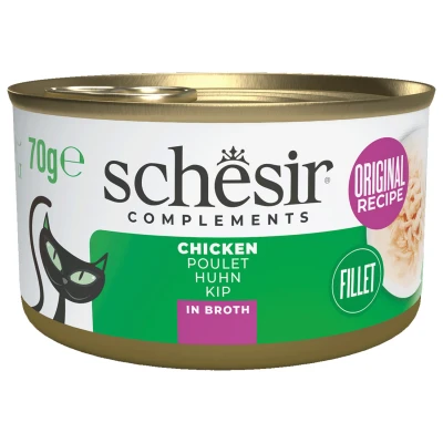 Afbeelding van Schesir Kat Bouillon 70 g Kattenvoer Kip Blik