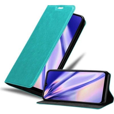 Afbeelding van Cadorabo Hoesje geschikt voor Samsung Galaxy A03s in BENZINE TURKOOIS Beschermhoes met magnetische sluiting, standfunctie en kaartvakje Book Case Cover Etui