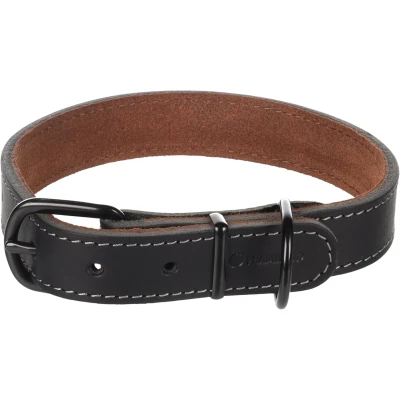 Afbeelding van Leren halsband hond Montana zwart M L