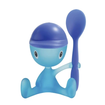 Afbeelding van Eierdop met zoutstrooier lepel blauw