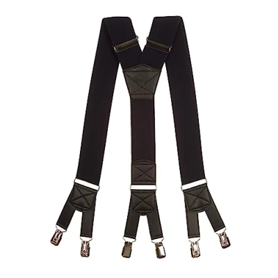 Afbeelding van Olata Extra grote robuuste Y bretels voor heren, met zes clips, 5 cm, Navy Blauw