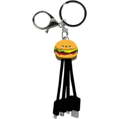 Afbeelding van Universele 3 in 1 oplaadkabel Yello koko Andy 15 cm Burger Beige