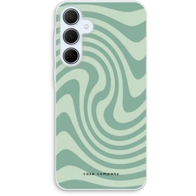 Afbeelding van Case Company® hoesje geschikt voor Samsung Galaxy A35 Swirl Groen Soft Cover Telefoonhoesje Bescherming aan alle Kanten en Schermrand