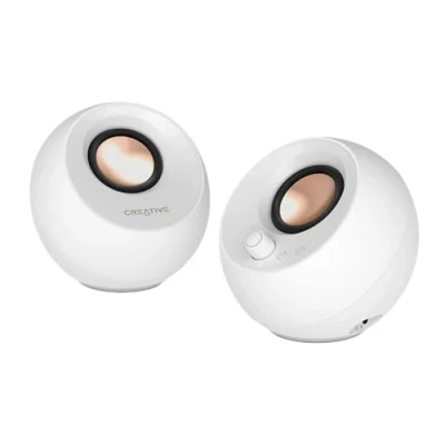 Afbeelding van CREATIVE Pebble Pro 2.0 USB C computerluidspreker met Bluetooth 5.3 en aanpasbare RGB verlichting, audio hoofdtelefoon/microfoonaansluiting (wit)