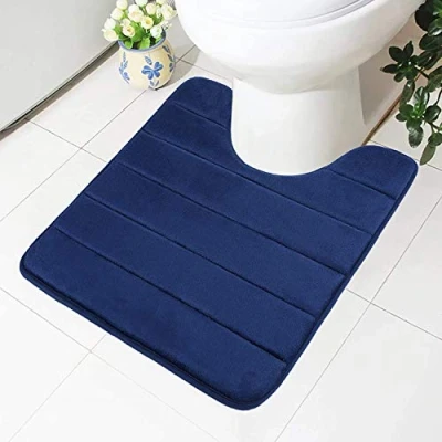 Afbeelding van Homaxy Badmat van traagschuim, antislip, zacht, waterabsorberend, voor toilet en badkamer, marineblauw, 50 x 60 cm