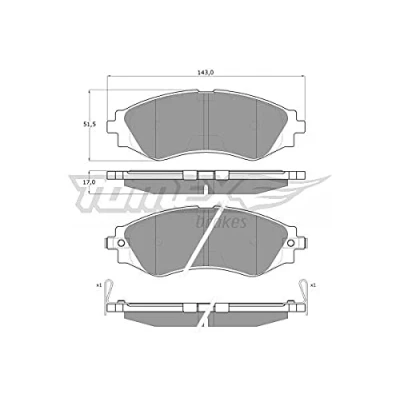 Afbeelding van TOMEX brakes TX 11 80 Remblokkenset Vooras Met akoestische slijtagewaarschuwing CHEVROLET: Evanda Saloon, Epica DAEWOO: Leganza