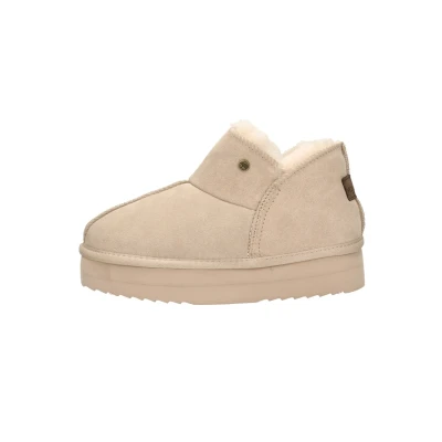 Afbeelding van Warmbat Australia Willow Plateau Pantoffels, Dames, Maat: 38, Beige Veloursleer