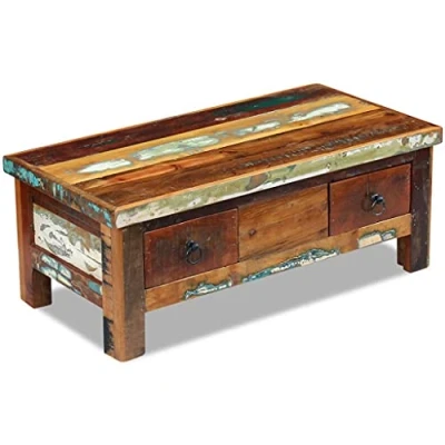 Image de vidaXL Table basse à tiroirs Bois de récupération 90x45x35 cm243321