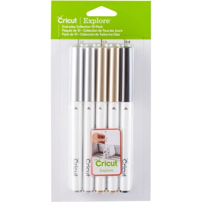 Afbeelding van Cricut Explore/Maker Point Pen 10 Pack Everyday Collection Stiftset Zilver, Goud, Zwart