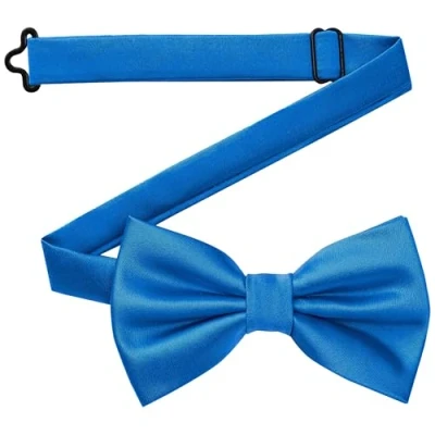 Afbeelding van DonDon handgemaakte vlinderdas voor heren, zijdelook, 12 x 6 cm, vlinderdas, Blauwe Azure