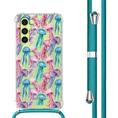Afbeelding van iMoshion Hoesje Geschikt voor Samsung Galaxy A34 (5G) met Koord Design Meerkleurig / Jellyfish Watercolor
