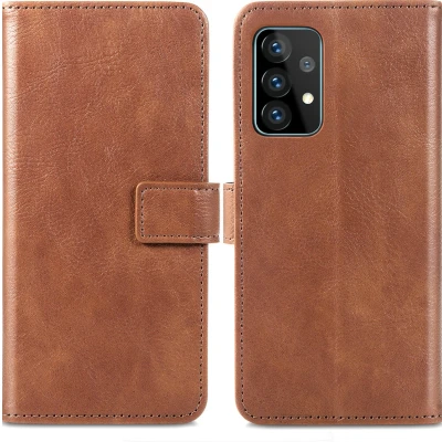 Afbeelding van iMoshion Hoesje Geschikt voor Samsung Galaxy A52 (4G) / A52s (5G) Met Pasjeshouder Luxe Bookcase Bruin