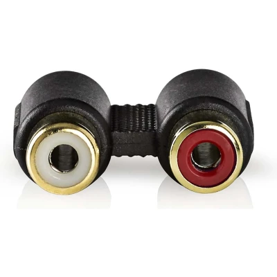 Afbeelding van Nedis Stereo Audioadapter 2x RCA Female Verguld Recht ABS Antraciet 1 Stuks Doos